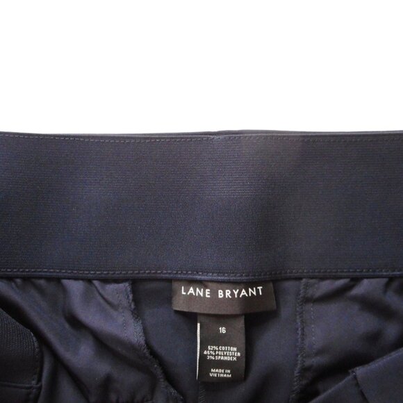 Lane Bryant Pants 16 Blue Cotton Blend Stretch Capri Pockets Slits Casual - Picture 9 of 12